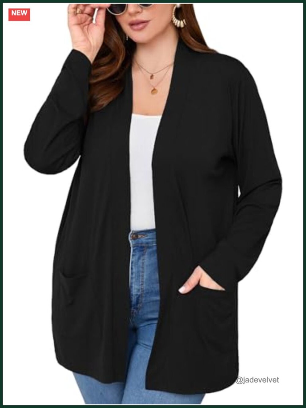 Plus Size Lightweight Open Front Cardigan with Pockets for Women